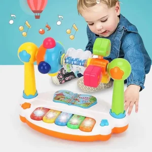 Baby Rotating Music Piano Toys Activity Table Kids Educational Toy with Light Sound Baby Musical Toys Christmas Birthday PresentC250211