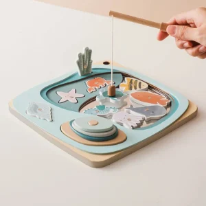 Children Montessori Toy Kids Fishing Toys Cartoon Fishing Rod Wooden Magnetic Fishing Game Set Children Educational Toy Gifts 240407