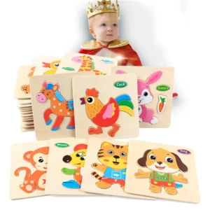 24 stylesToddler toy Kids cute Animal Wooden Puzzles 15*15cm Baby Infants colorful Wood jigsaw intelligence toys animals vehicles for 1-6T